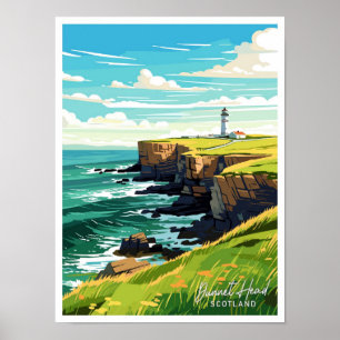 Dunnet Head Scotland travel Vintage illustration Poster