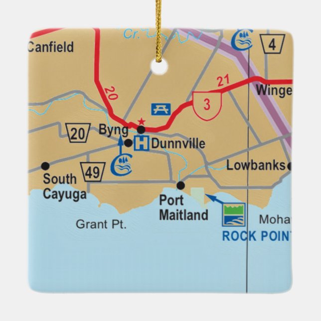Dunnville Ontario Map Ceramic Ornament (Back)