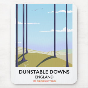 dunstable downs vintage style travel poster mouse mat