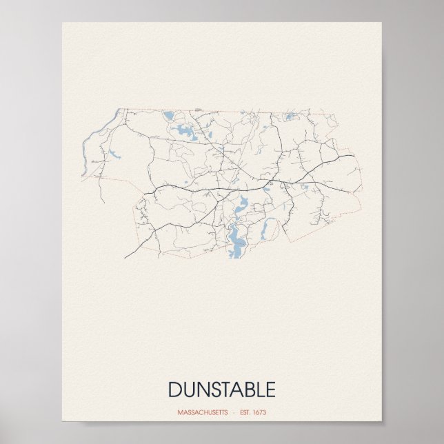 Dunstable Massachusetts Street Map Poster (Front)