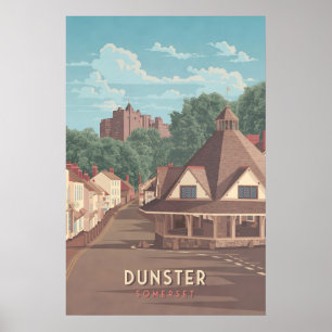 Dunster Somerset Travel Poster - The Yarn Market