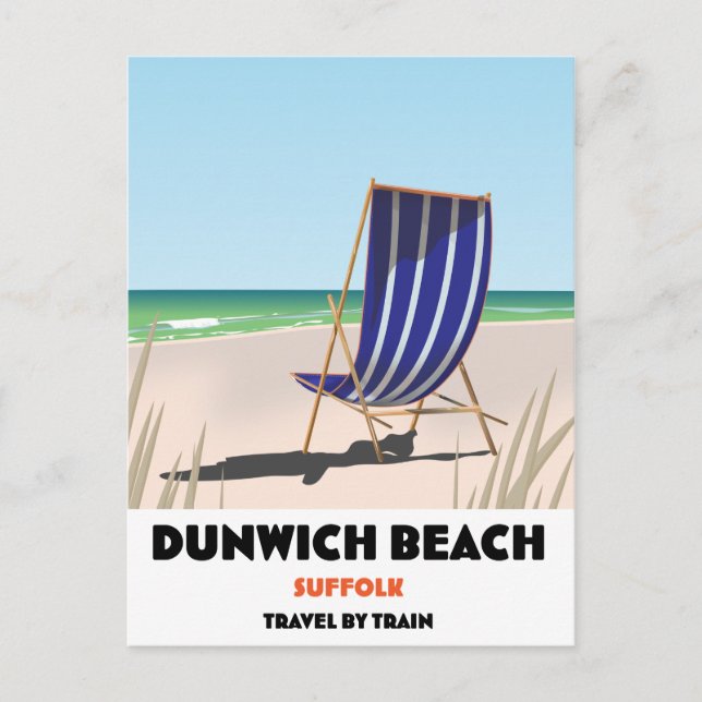 Dunwch Beach Suffolk vintage train poster Postcard (Front)