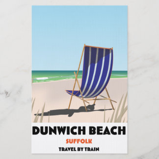 Dunwch Beach Suffolk vintage train poster Stationery