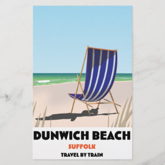Dunwch Beach Suffolk vintage train poster Stationery