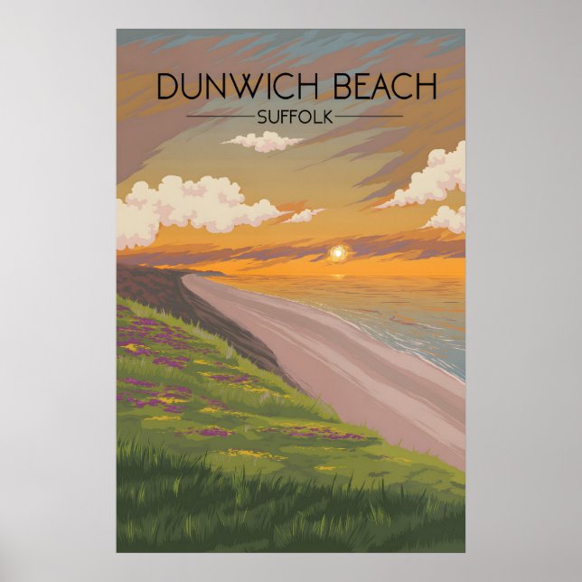 Dunwich Beach Suffolk Seaside Travel Poster (Front)