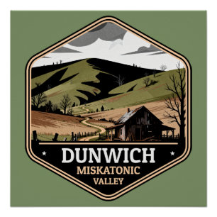 Dunwich Miskatonic Valley Vintage Travel Badge Poster