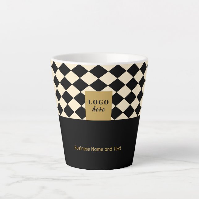 Duo black and ivory cream craft - Business Logo Latte Mug (Front)