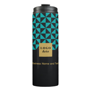Duo black and teal - Business Logo Thermal Tumbler