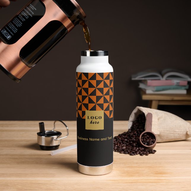 Duo black & orange - Business Logo Water Bottle (Coffee)
