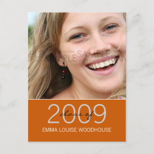 "Duo" Burnt Orange Graduation Invitation Postcard