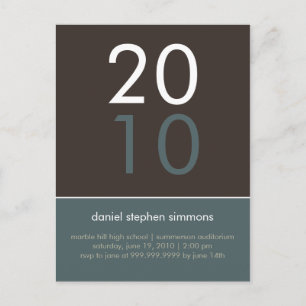 "Duo" Cadet Blue & Tan Graduation Invitation Postcard