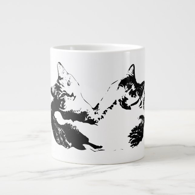  Duo Cat Companions Ink Portrait Mug (Front)