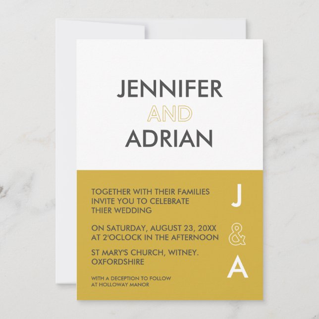 Duo Colour Editable Modern Minimalist Invitation (Back)