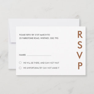 Duo Colour Minimal ﻿Modern Wedding RSVP Card
