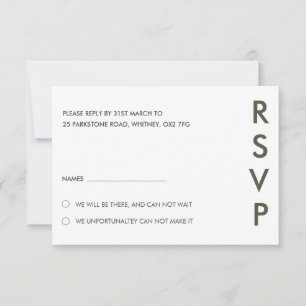 Duo Colour Minimal Modern Wedding RSVP Card
