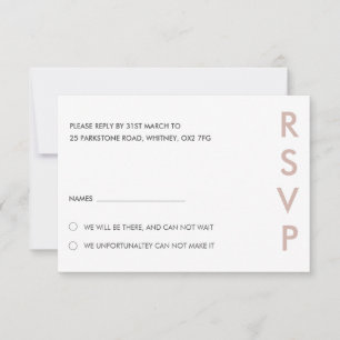 Duo Colour Minimal Modern Wedding RSVP Card