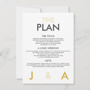 Duo Colour Minimal Wedding Details Invitation