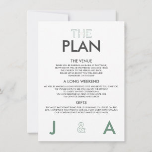 Duo Colour Minimal Wedding Details Invitation