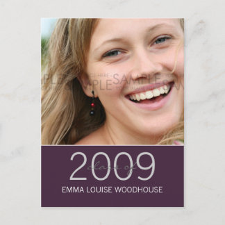 "Duo" Dark Purple Graduation Invitation Postcard