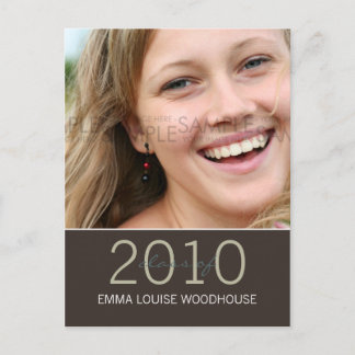 "Duo" Dark Tan Graduation Invitation Postcard