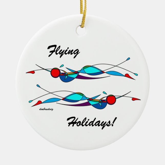 Duo Fly Swimmers Ceramic Ornament (Front)