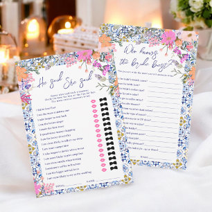 Duo Games blue italian bridal shower game Invitation
