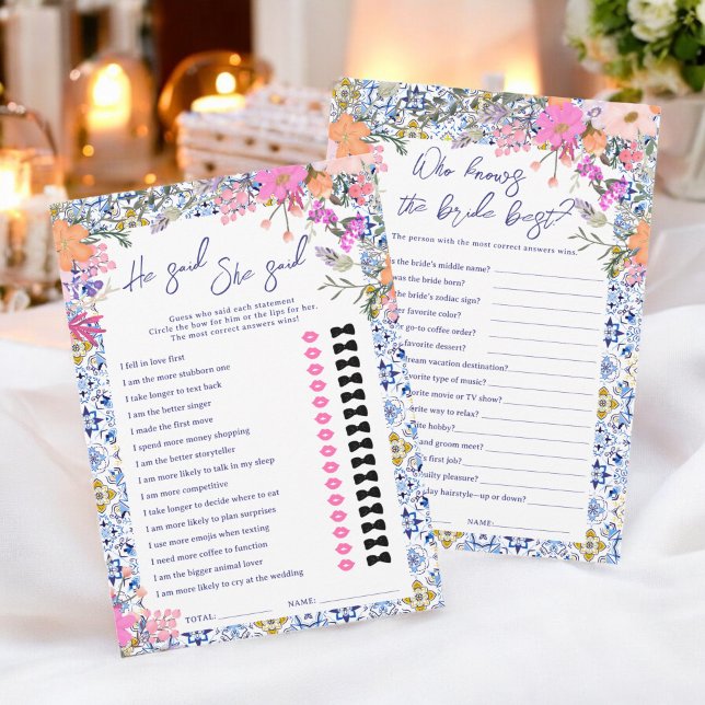 Duo Games blue italian bridal shower game Invitation (Duo Games blue italian bridal shower game Invitation)