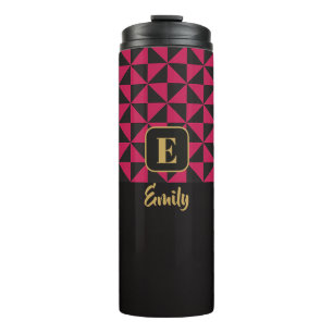Duo Geo Black & Pink Custom Names Thermal Tumbler