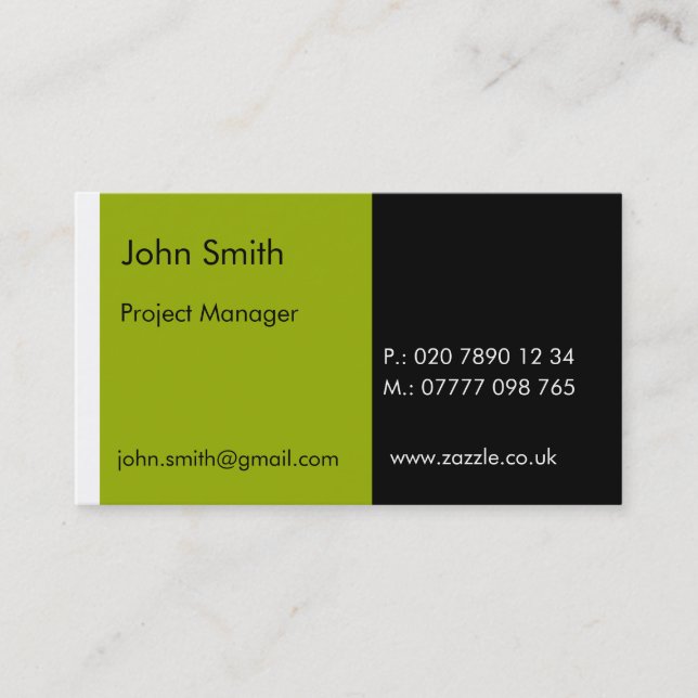 Duo - Green & Black (2" x 3.5") Business Card (Front)