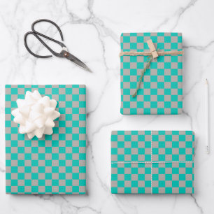 Duo Green & Grey Buffalo Plaid Wrapping Paper Sheet
