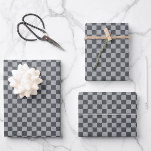 Duo Grey & Silver Buffalo Plaid Wrapping Paper Sheet