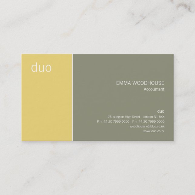Duo Grey & Yellow Business Card (Front)