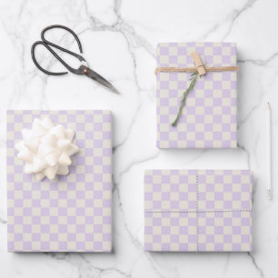 Duo Lilac & Cream Buffalo Plaid Wrapping Paper Sheet