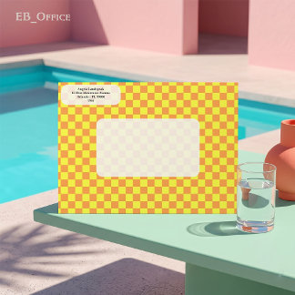 Duo Orange & Yellow Chequerboard Return Address Envelope