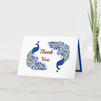 Duo Peacock Folded Thank You Cards