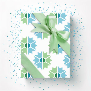 Duo Starburst in Green and Aqua Wrapping Paper