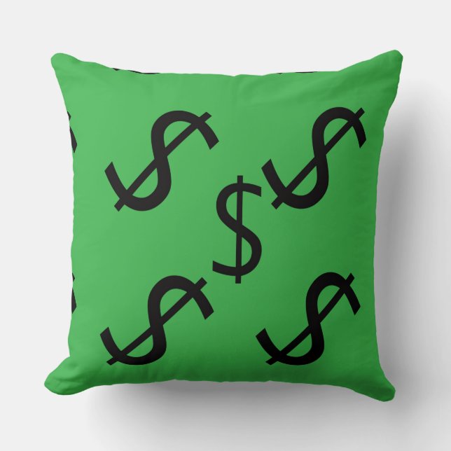 Duo Tone Dollar $ign Green Red  Cushion (Front)