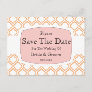 Duo-tone Moroccan Trellis (Orange) (Monogram) Announcement Postcard