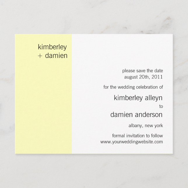 "Duo" Vanilla Save the Date Postcard (Front)