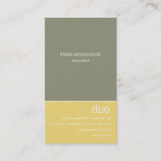 Duo Vertical Grey & Yellow Business Card