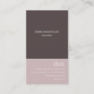 Duo Vertical Taupe & Pink Business Card