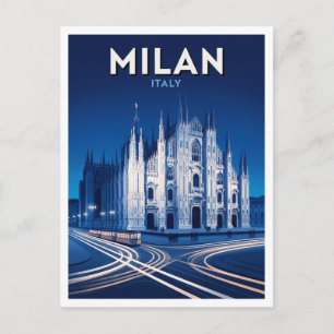 Duomo di Milano Illuminated Gothic Spires at Night Postcard