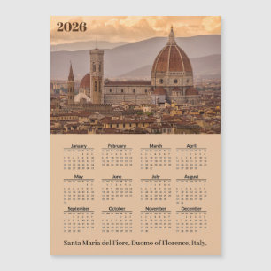 Duomo Florence Italy 2026 Calendar Magnetic Card