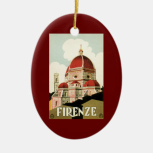 Duomo in Firenze Florence Italy Vintage Travel Art Ceramic Tree Decoration