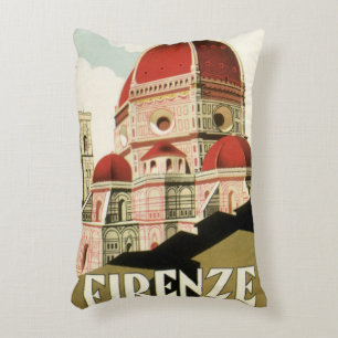 Duomo in Firenze Florence Italy Vintage Travel Art Decorative Cushion