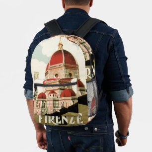 Duomo in Firenze Florence Italy Vintage Travel Art Printed Backpack