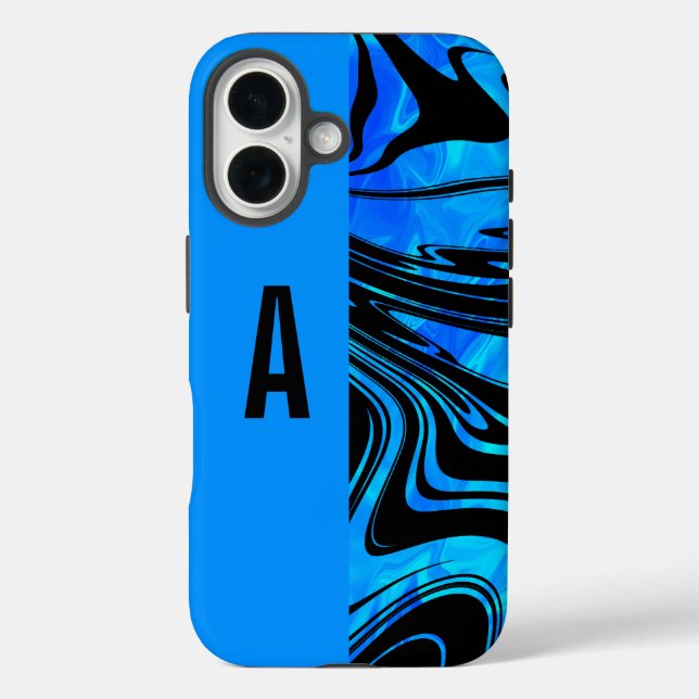 Duotone Block and Swirl Blue Case-Mate iPhone Case (Back)