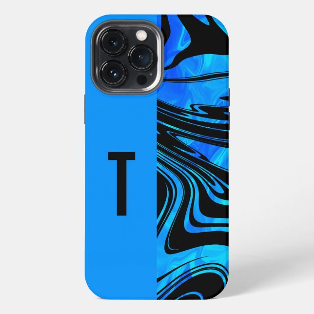 Duotone Block and Swirl Blue iPhone Case (Back)