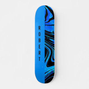 Duotone Block and Swirl Blue Skateboard