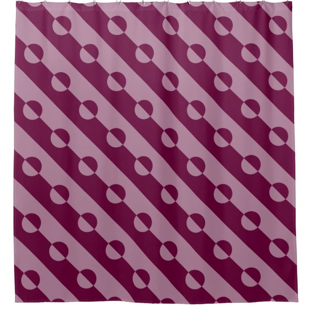 Duotone Diagonal Half Circles Custom Colours Shower Curtain (Front)